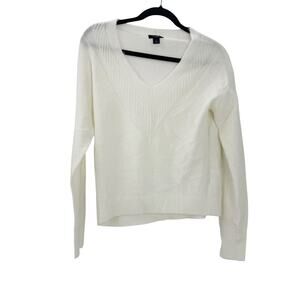 Halogen Knitted V neck Pullover Sweater White Size 4 NWT